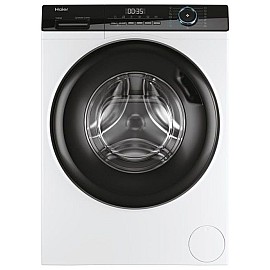Пральна машина Haier фронтальна, 9кг, 1400, A+++, 56см, дисплей, пара, інвертор, люк чорний, прямий привід, білий