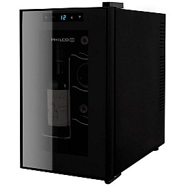 Винна шафа Philco PW8F 45см / 8 бутилок / 21л. / температура 10-18 С / Led-підсвітка / сенсор / дисплей/ чорний