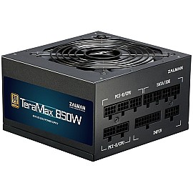 Блок питания Zalman TERAMAX  (850W) >90%, 80+ Gold, 120mm, 1xMB 24pin(20+4)+10pin, 2xCPU 8pin(4+4), 3xMolex, 12xSATA, 6xPCIe 8pin(6+2), Full