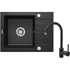Набор для кухни Deante Zorba, гранитная мойка ZQZ_211A + смес. BEN_262M, графит-хром