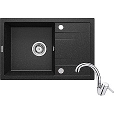 Набір для кухні Deante Corio, гранітна мийка ZRC_2113 + змішувач BCA_066M графіт-хром