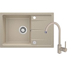 Набір для кухні Deante Leda, гранітна мийка ZRD_7113 + змішувач BEN_762M, пісок