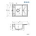 Мойка кухонная Deante Magnetic, гранит, прямоуг., с крылом, 640х500х219мм, чаша - 1, врезная, алебастр