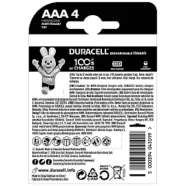 Аккумулятор Duracell HR03 (AAA) 750mAh уп. 4 шт