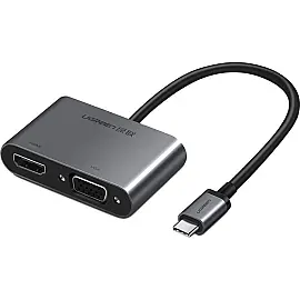 Перехідник Ugreen CM162 Type-C M - HDMI+VGA Adapter with PD (Silver)