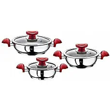 Набір посуду (3 каст. 0,6 л. 1 л. 1,3 л.) OMS 1034-Red