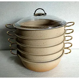 Мантоварка-пароварка 6 предметів (30 см х 10 см. 6,4 л.) OMS 6091C-30-6,4л-Cream