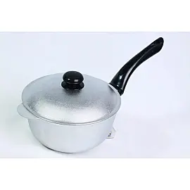 Ковшик Силумин (Украина) с пластмассовой ручкой с крышкой без покрытия, 2 л 