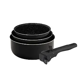 Набір ковшів Bergner Click & cook black, 16 / 18 / 20 см (BG-31602-BK)