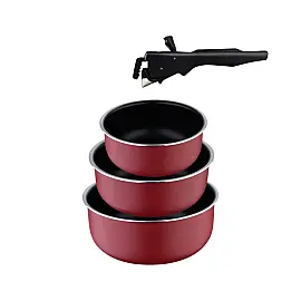Набір ковшів зі знімною ручкою Bergner Click & cook, 16 / 18 / 20 см, 4 предмета (BG-31608-RD)