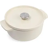 Каструля чавунна з кришкою KitchenAid, 26 см, 5,2 л, колір мигдальний крем (CC006059-001)