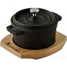Каструля чавунна з кришкою міні з сервер. дошкою MasterPro Cook & share, 10 см (BGMP-3804-4)