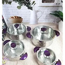 Набір посуду ( 3 каст. 2,3 л. 3 л. 4,5 л. + сотейник 3 л.) OMS 1036-Purple