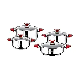 Набір посуду ( 3 каст. 2,3 л. 3 л. 4,5 л. + сотейник 3 л.) OMS 1036-Red