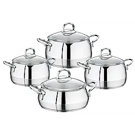 Набір посуду каструлі з кришками 14 см – 1,8л, 16 см – 2,4л, 18 см - 3,6л, Сотейник 20 см - 3,1л OMS 1100