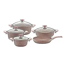 Набір посуду 9 предметів OMS 3002.01.02-Brown 20*10 (2,6 л) - 24*12 (4,3 л) - 28*13 (6,95 л) - 28*8 (4,2 л) - 28*6 (3 л)