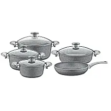 Набір посуду 9 предметів OMS 3002.01.02-Grey 20*10 (2,6 л) - 24*12 (4,3 л) - 28*13 (6,95 л) - 28*8 (4,2 л) - 28*6 (3 л)