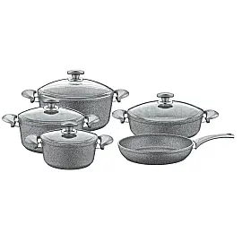 Набір посуду 9 предметів OMS 3002.01.02-Grey 20*10 (2,6 л) - 24*12 (4,3 л) - 28*13 (6,95 л) - 28*8 (4,2 л) - 28*6 (3 л)