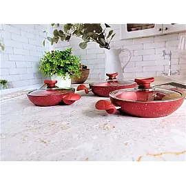 Набір посуду 6 предметів OMS 3004.04.05-Red 18*5 (1,0 л) - 20*5 (1,25 л) - 22*5 (1,50 л)