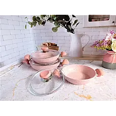 Набір посуду 6 предметів OMS 3004.04.05-Pink 18*5 (1,0 л) - 20*5 (1,25 л) - 22*5 (1,50 л)