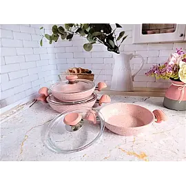 Набір посуду 6 предметів OMS 3004.04.05-Pink 18*5 (1,0 л) - 20*5 (1,25 л) - 22*5 (1,50 л)