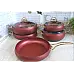 Набір посуду 9 предметів OMS 3024-Red 20*9 (2,5 л) - 24*10,5 (4,5 л) - 28*11,5 (6,6 л) -28*7 (3,5 л) -Сковорода  28*7 (3,5 л)