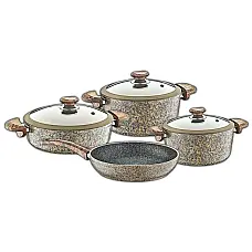 Набір посуду 7 предметів OMS 3028SLC-Grey 20Х10 см / 2,60 лт. 24Х12см / 4,30 лт. 26Х7,5 см / 3,40 лт. СКОВОРОДА 26Х5,5 см / 2,40 лт.