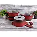 Набір посуду 8 предметів OMS 3038-Red 20Х11 см / 2,80 л.   24Х13см / 4,55 л.   26Х13 см / 5,6 л.   26Х8 см / 3,2 л