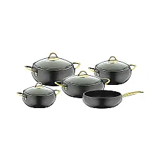 Набір посуду 9 предметів OMS 3040-Black 20Х9 см / 2,50 л. 24Х10,5см / 4,50 л. 28Х11,5 см / 6,6 л. 28Х7 см / 3,5 л   СКОВОРОДА 28Х7 см / 3,5 л