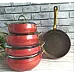 Набір посуду 9 предметів OMS 3040-Red 20Х9 см / 2,50 л. 24Х10,5см / 4,50 л. 28Х11,5 см / 6,6 л. 28Х7 см / 3,5 л   СКОВОРОДА 28Х7 см / 3,5 л
