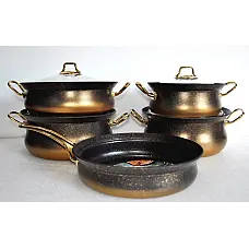 Набір посуду ( 4 каст. 3 л. 3,4 л. 4,8 л. 6 л. + сковорода 26 см) OMS 3045 gold 