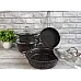 Набір посуду 7 предметів OMS 3048-Black 20Х10 см / 2,50 л. 24Х11,5см / 4 л. 26Х7,5 см / 3,3 л.  СКОВОРОДА  26Х5,5 см / 2,3 л
