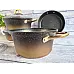 Набір посуду 7 предметів OMS 3048-Gold 20Х10 см / 2,50 л. 24Х11,5см / 4 л. 26Х7,5 см / 3,3 л.  СКОВОРОДА  26Х5,5 см / 2,3 л