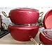 Набір посуду 7 предметів OMS 3058G-Red 20*9,5 см (2,1 л) - 24*11 см (3,7 л) - 26*11 см (4,6 л) - Сковорода  26*7 см (2,7 л)