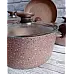 Набір посуду 7 предметів OMS 3105-Rosegold 20*10 (2,6 л) - 24*12 (4,3 л) - 26*7,5 (3,7 л) -Сковорода  26*5,5 (2,4 л)