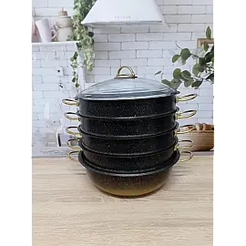 Мантоварка-пароварка (30 см х 10 см. 6,4 л.) OMS 6091C-30-6,4л-Black / Gold