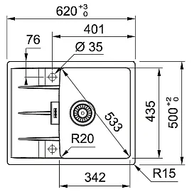 Кухонні мийки Franke Centro CNG 611-62 / 114.0630.423 / фраграніт / 780х500х20 / онікс