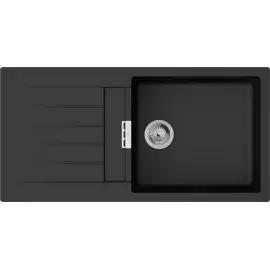 Мийка кухонна Hansgrohe S52, граніт, прямокутник, з крилом, 980х480х190мм, чаша - 1, накладна, S520-F480, чорний графіт