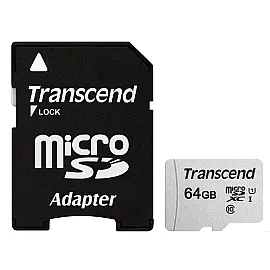 Карта памяти Transcend microSDXC 64GB UHS-I U1 (TS64GUSD300S-A) + SD адаптер