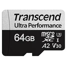 Карта памяти Transcend microSDXC 340S 64GB UHS-I U3 A2 (TS64GUSD340S) + SD адаптер