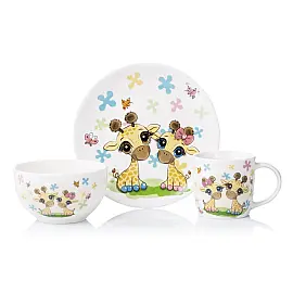 Набір дитячого посуду Ardesto Baby giraffes 3 ін., фарфор