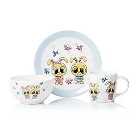 Набір дитячого посуду Ardesto Bunnies 3 ін., фарфор