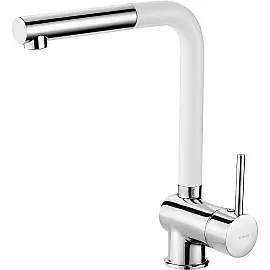 Змішувач для кухні Deante Aster, довж.виливу - 209мм, витяжний, 1важіль, хром-білий