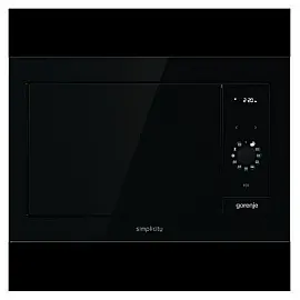 Мікрохвильова піч Gorenje вбудовувана Simplicity, 23л, міх. управл., 900Вт, гриль, дисплей, чорний