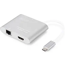 Адаптер Digitus USB Type-C USB 3.0 Multiport adapter 4K HDMI, 2xUSB 3.0, Gigabit Ethernet