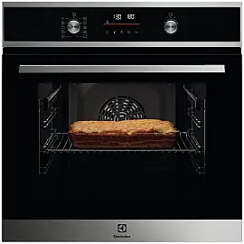 Духова шафа Electrolux електрична, 65л, A+, дисплей, конвекція, піроліз, телескопічні напрямні, чорний+нерж