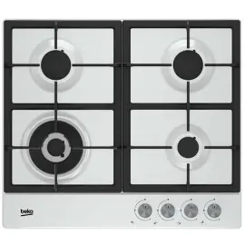 Варильна поверхня газова Beko HIAW 64225 SW - 60см / 3газ+WOK / чавунні решітки / білий