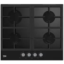 Варильна поверхня Beko газова на склі, 60см, чавун, чорний