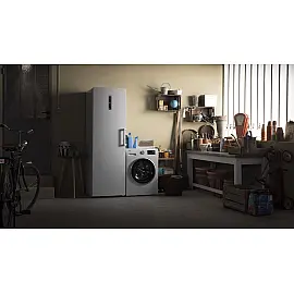 Пральна машина Haier фронтальна, 7кг, 1400, A+++, 46см, дисплей, пара, інвертор, люк чорний, білий