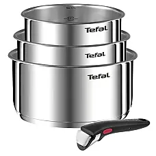 НАБОР ПОСУДЫ Tefal Ingenio Emotion 4 предмета, нержавеющая сталь, съёмная ручка, 16 см (1.7 л), 18 см (2.2 л), 20 см (2.7 л)